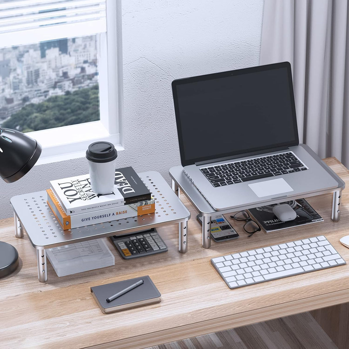 HUANUO Monitor Riser - 3 Height Adjustable Stand for Laptop, Computer, iMac, PC, Printer, Desktop