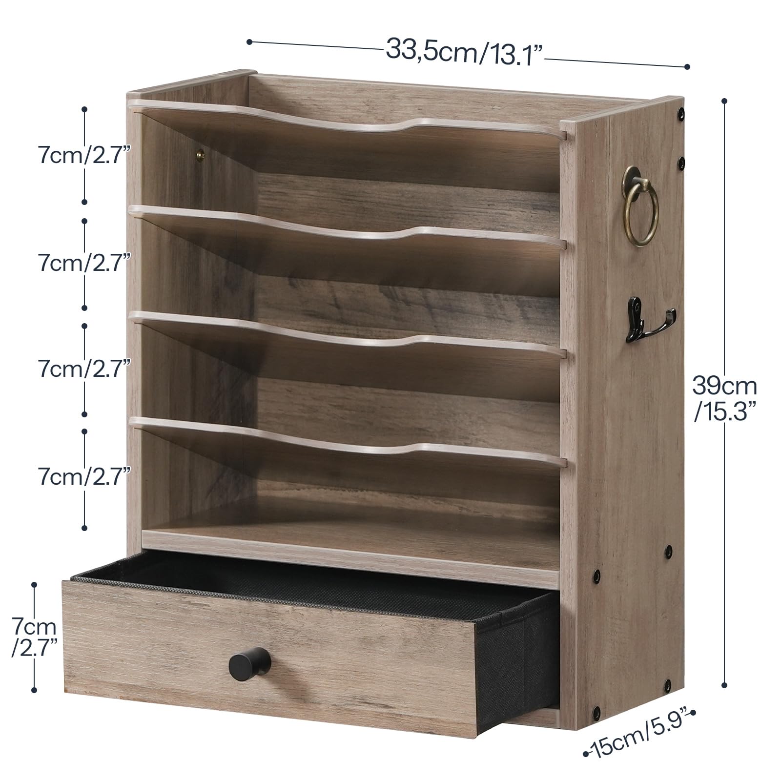 HOOBRO Wall File Organizer, Mail Organizer Wall Mounted, Wooden Mail Sorter, Construction Paper