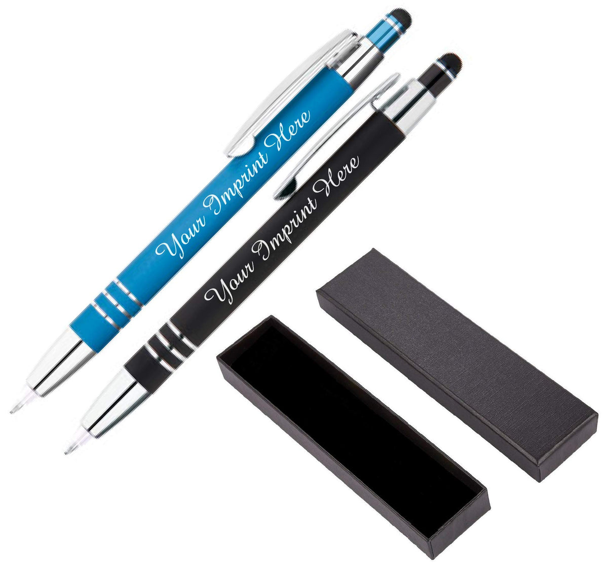 ExpressDesigns™ - Personalized Pens Gift Set - 2 Pack of | LED Flashlight Soft Touch Metal Pens