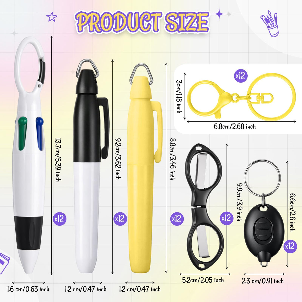 Glenmal 72 Pcs Nurse Pen Set for Badge Reel Mini Pens, Simple
