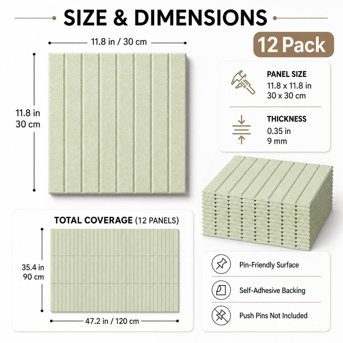 Baysola Stripe Felt Bulletin Board Tiles, Cork Board Alternative 48 x 36 in