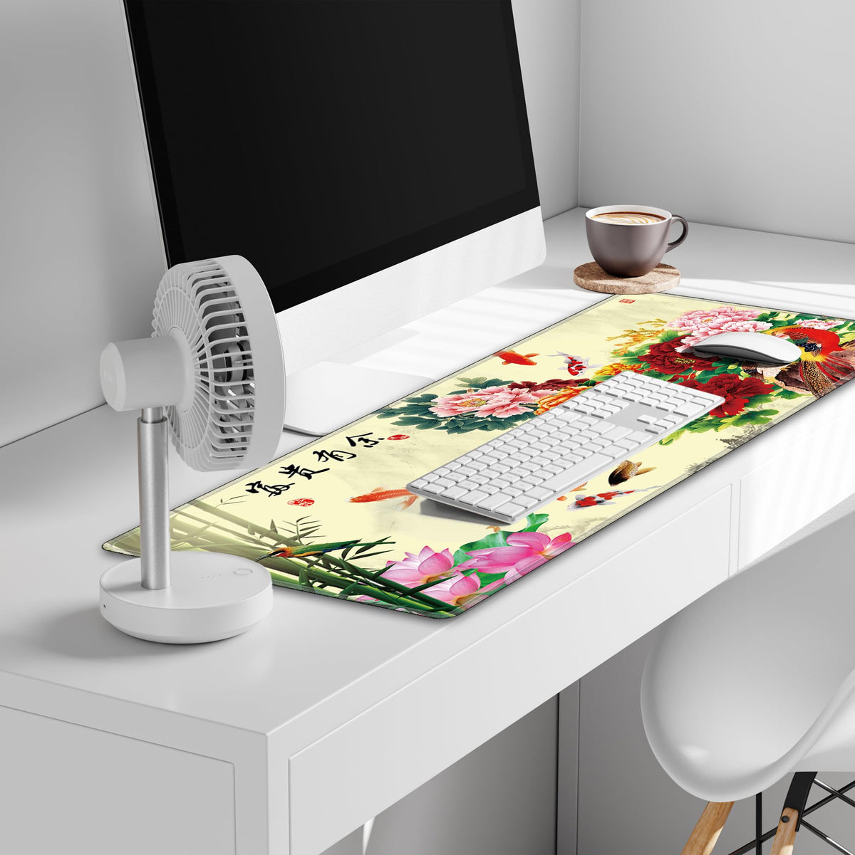 LL-COEUR XXL Landscape Gaming Mouse Pad Computer Keyboard Mat Office Desk Pad (Fish, 35.4" x 15.7"