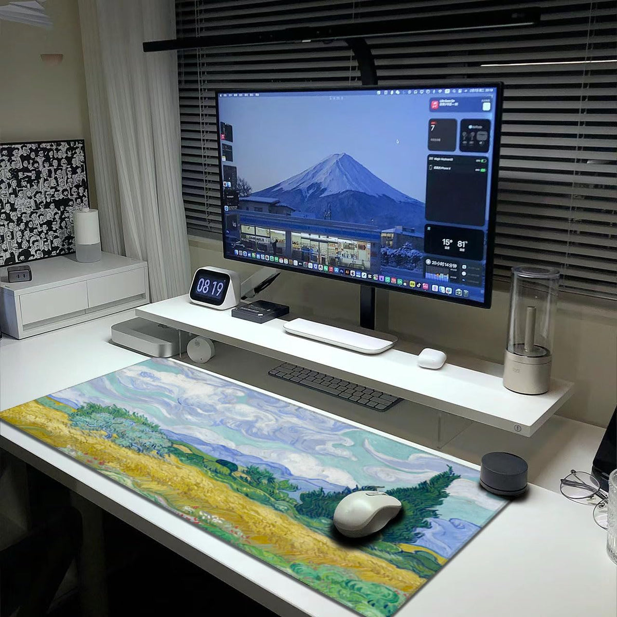 Van Gogh Wheat Field with Cypresses Mouse Pad Extended Large Gaming Mousepad XL Big Long Oversized