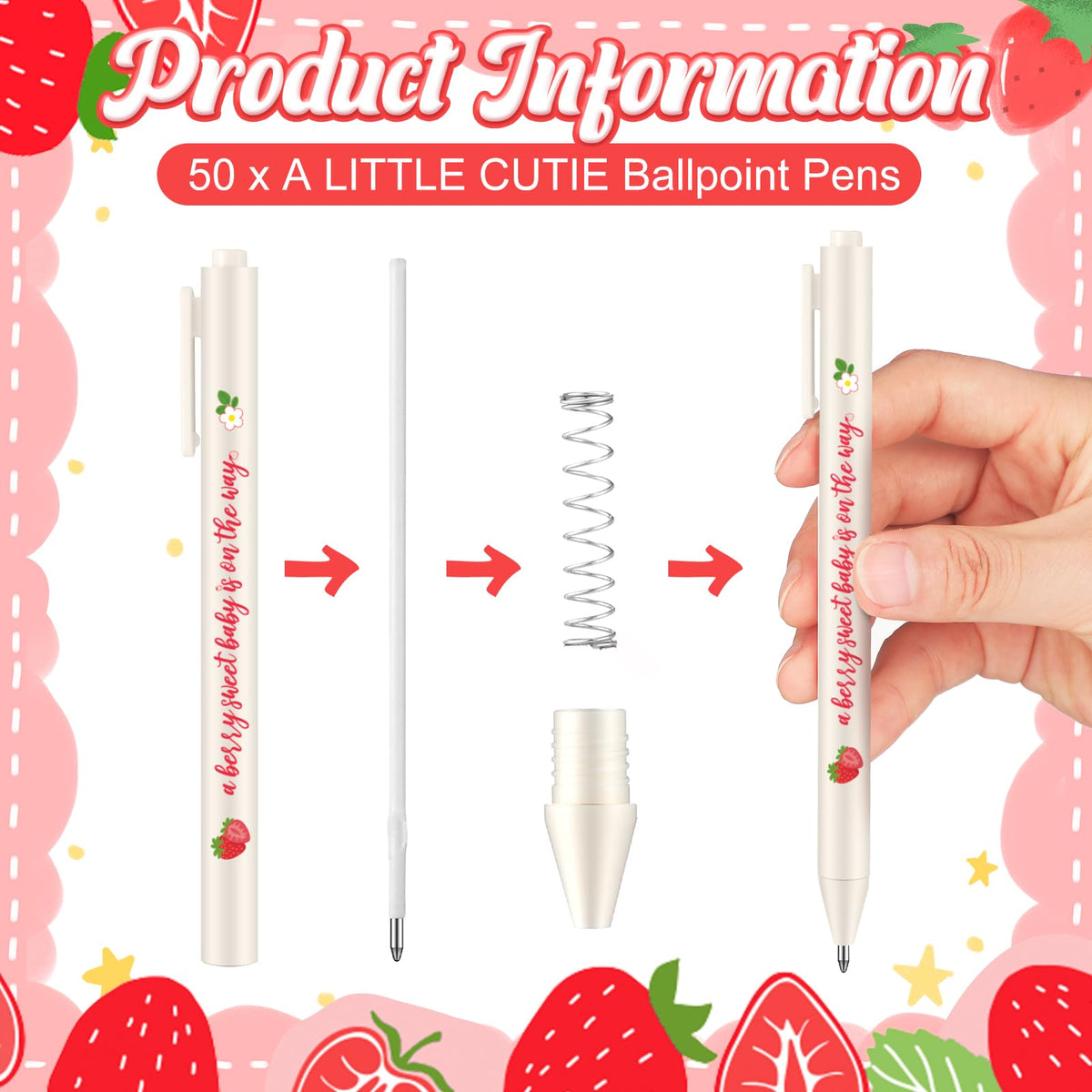 Qilery 200 Pcs Sweet Strawberry Baby Shower Favors for Guests