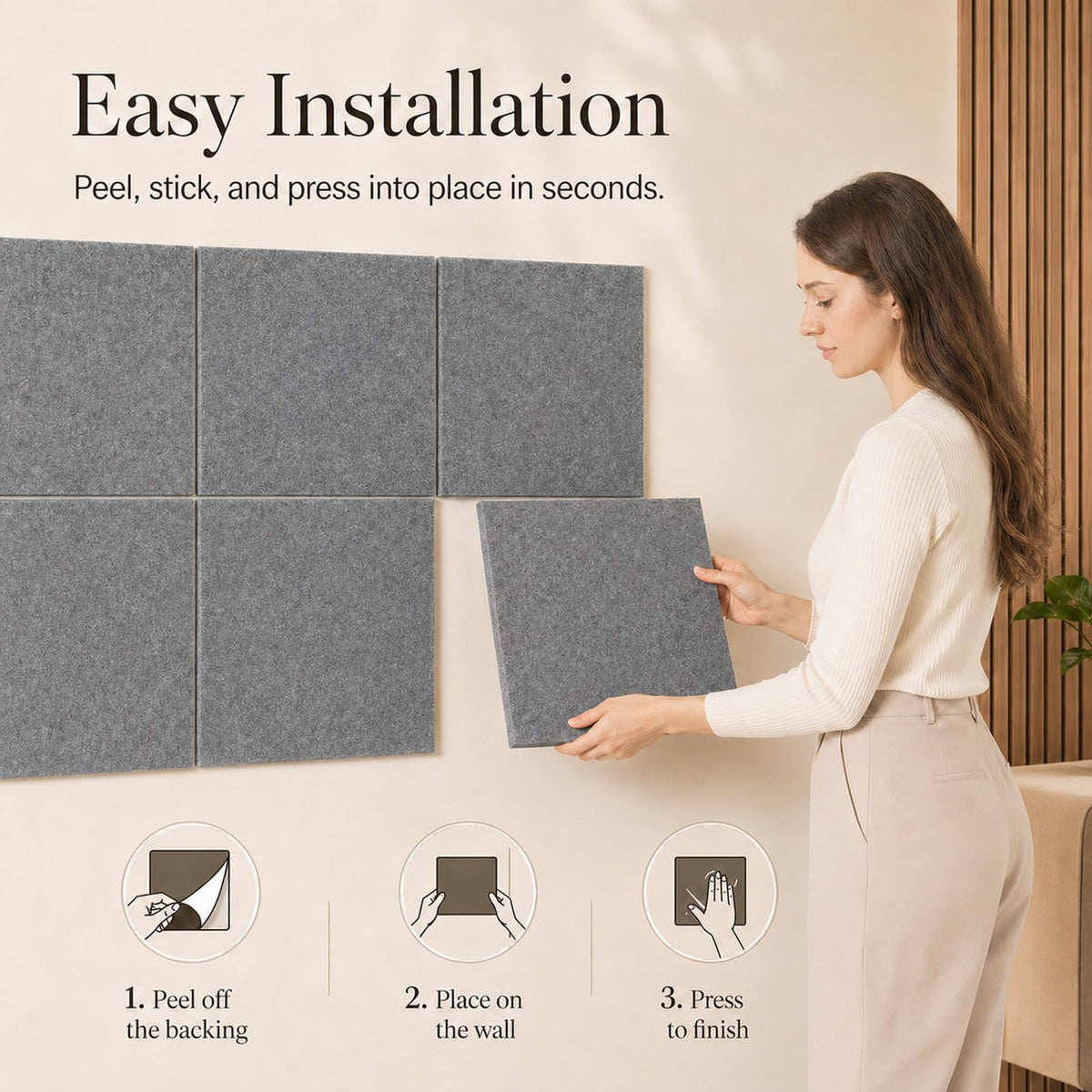 Baysola Felt Bulletin Board Tiles, Cork Board Alternative, 48 x 36 in