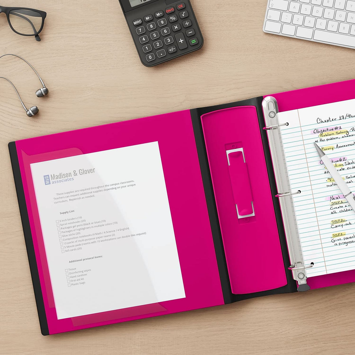 Staples Better Binder, 2-Inch D-Ring View, Pink, Holds 450 Sheets