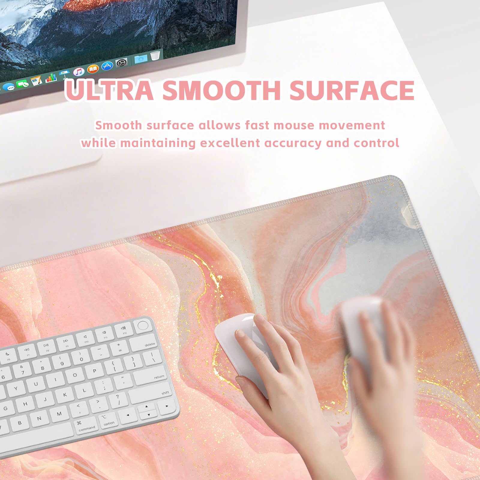Baziabbo Cute Desk Mat,XXL Extended Large Mouse Pad,Gaming Mousepad with Stitched Edge,Non-Slip