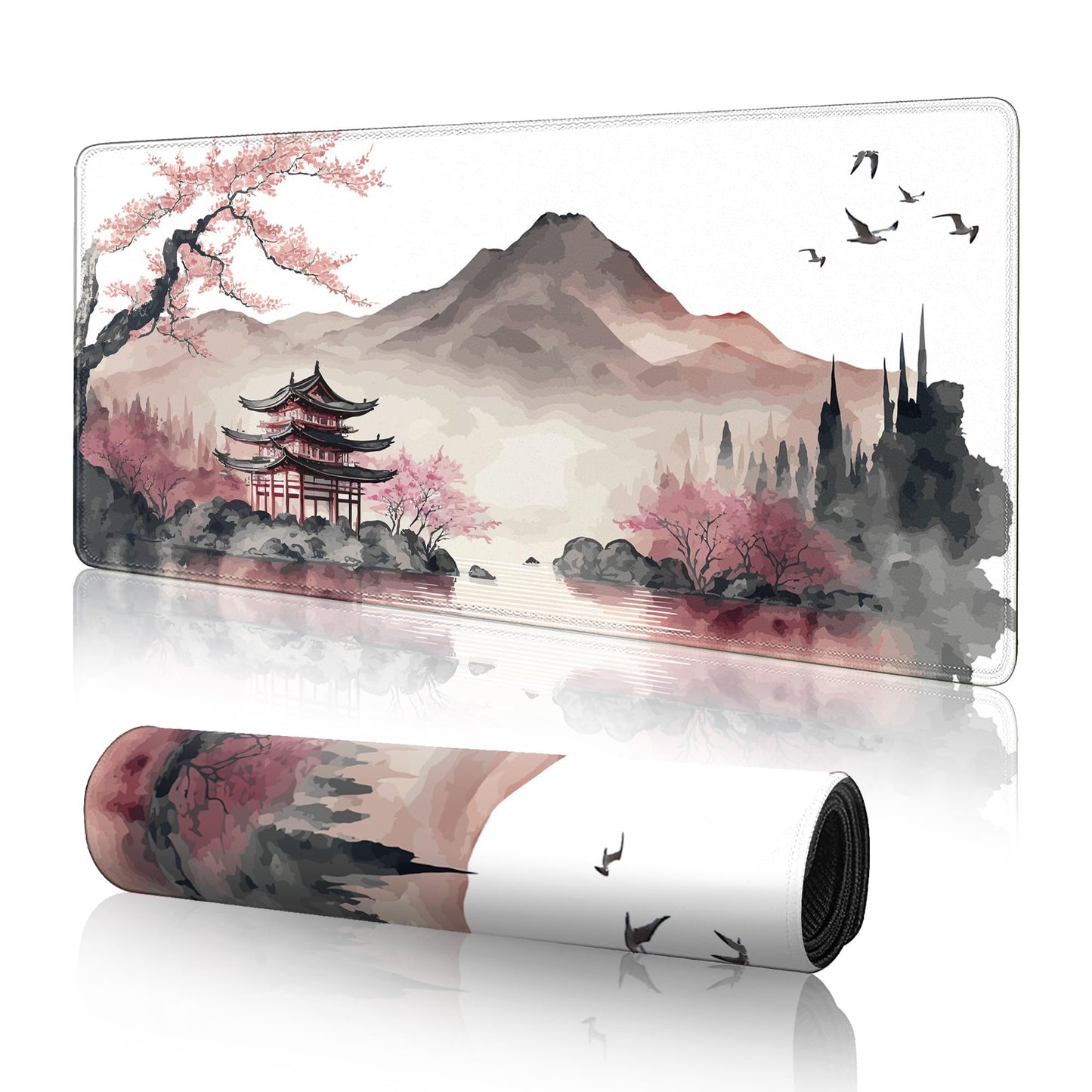 Japanese Cherry Blossom Large Gaming Mouse Pad,Mouse Pad Gaming for Desk 31.5 x 11.8 in Mouse Mat