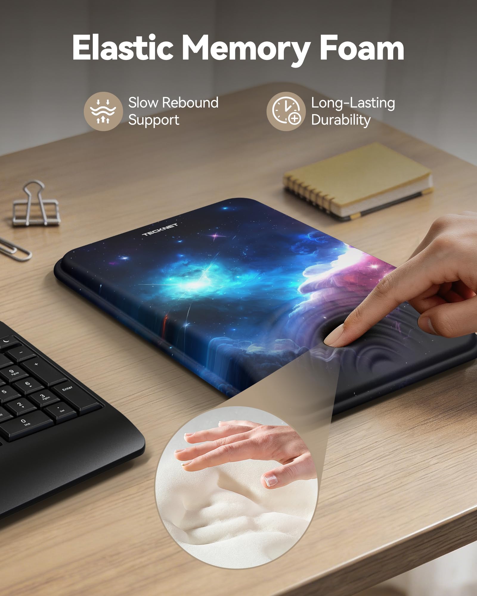 TECKNET Ergonomic Mouse Pad with Wrist Rest, All-Day Comfort & Pain Reliefv