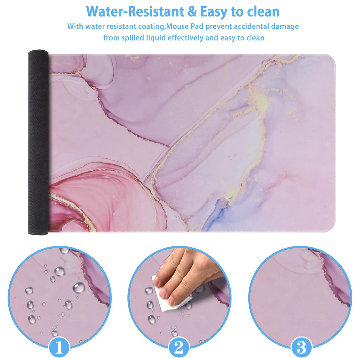 iCasso Extended Gaming Mouse Pad 35.4x15.7in Desk Pad,Glitter Marble