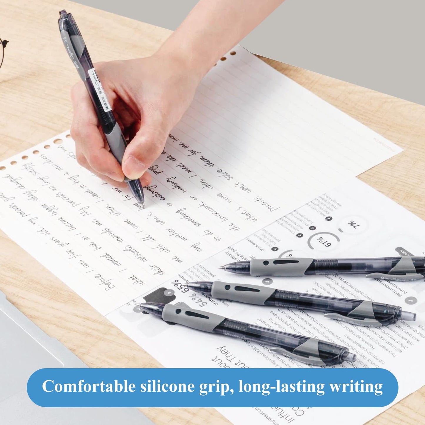 M&G 30 Pack Black Gel Ink Pens, Large Capacity, Quick Dry