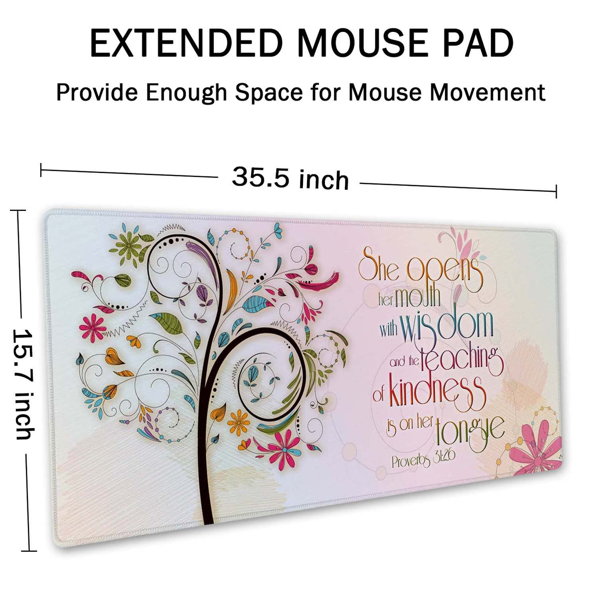 SSOIU Inspirational Christian Bible Verse Proberbs Quotes Extended Gaming Mouse Pad 35.5x15.7 in