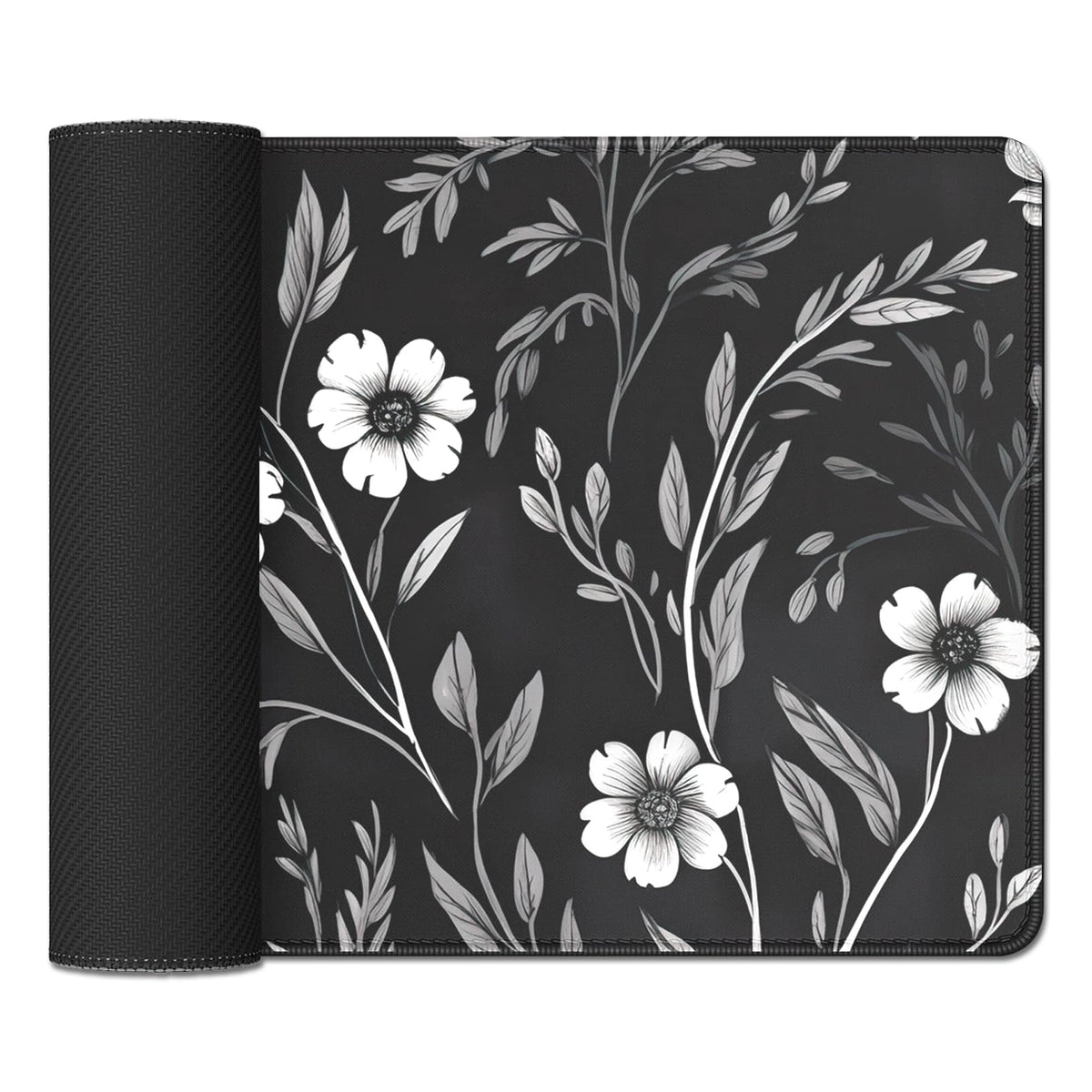 Black and White Mouse Pad Floral Mouse Pad Desk Mats Big Mousepad
