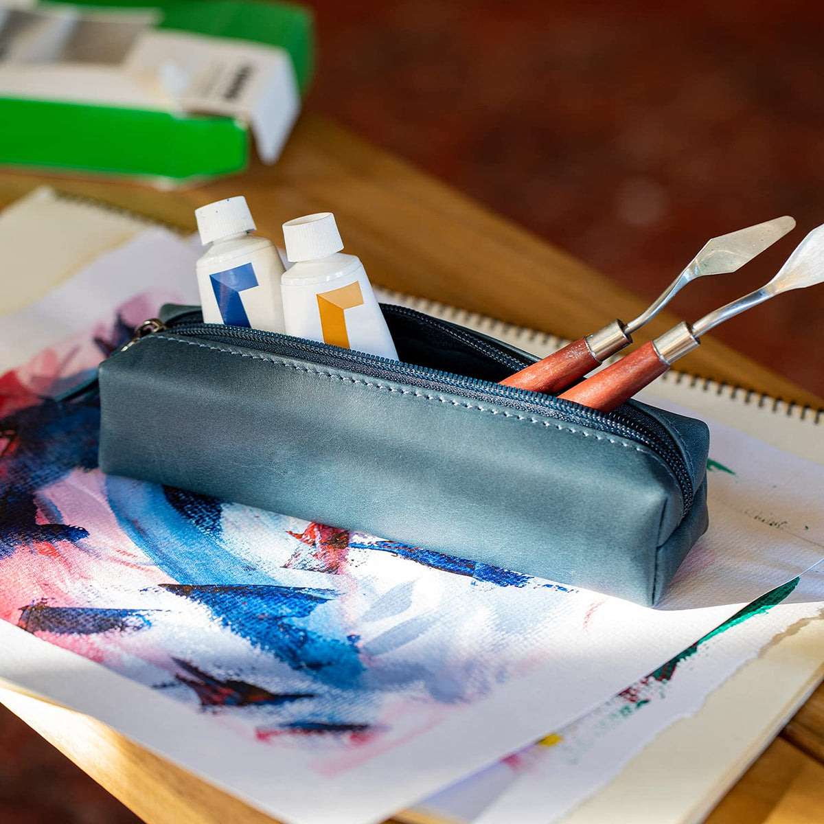 Londo Genuine Leather Zipper Pen, Pencil & Cosmetic Case