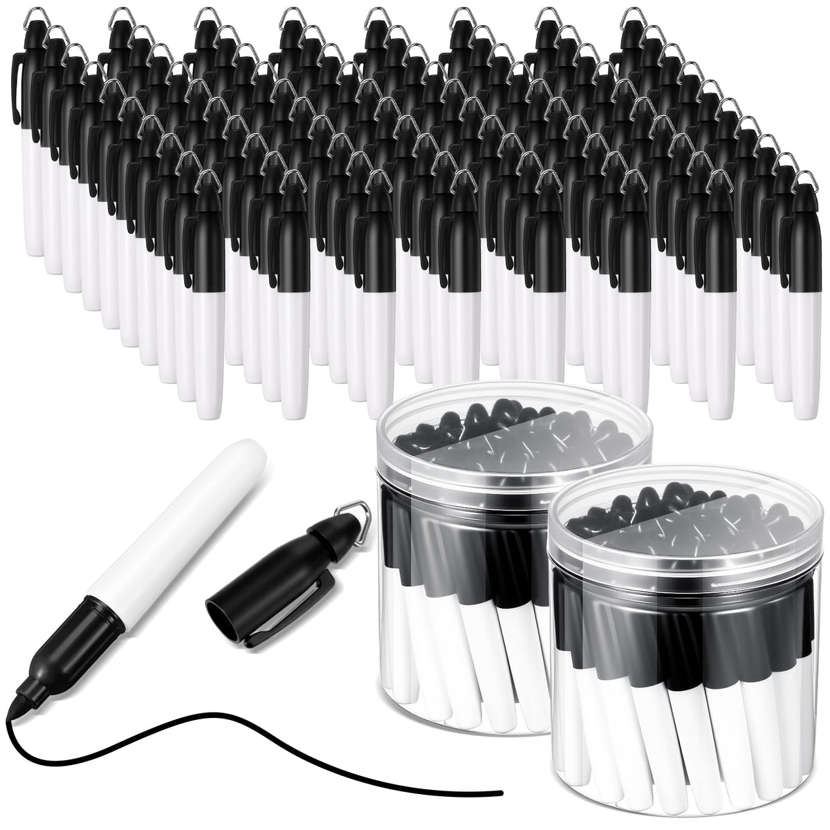Ctosree 80 Pcs Mini Permanent Markers for Nurses Badge Mini Markers with Golf Keychain Clips Golf