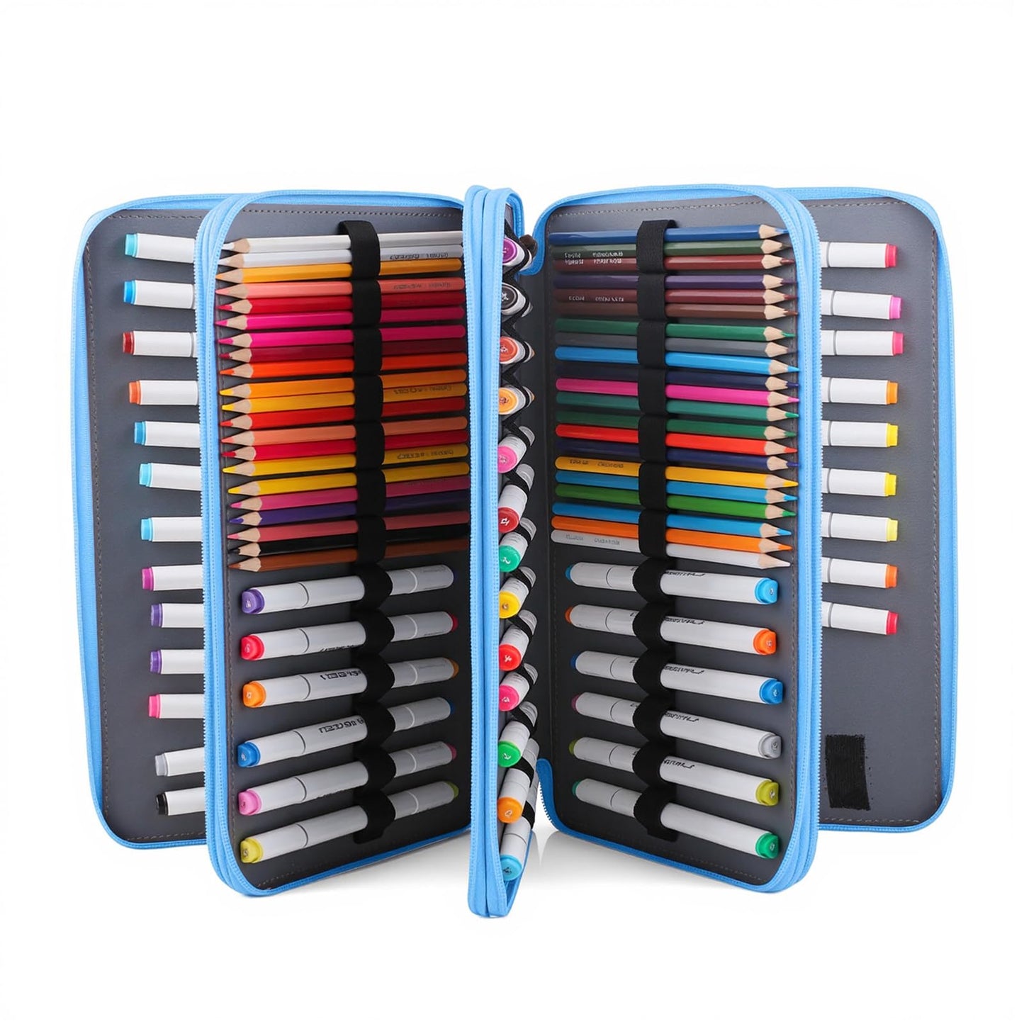 Colored Pencil Case - Large Capacity Colored Pencil Holder with Zipper Closure Twill Fabric Pencil
