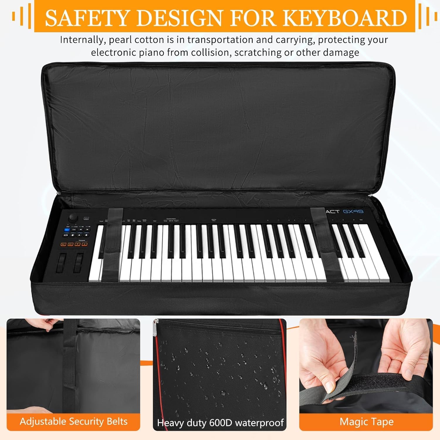 AKOZLIN 61 Key Keyboard Case, Soft Padded Keyboard Gig Bag, Piano Bag