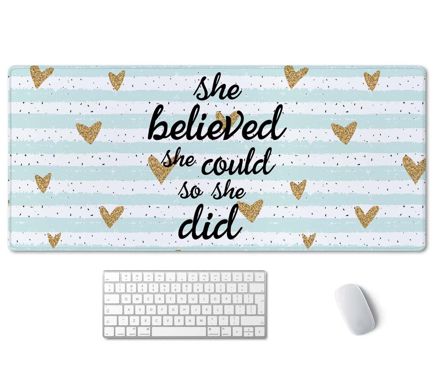 SSOIU Inspirational Quote Desk Mat,Large Mouse Pad 35.5" x 15.7" XXL Extended Gaming Mouse Pad Mat
