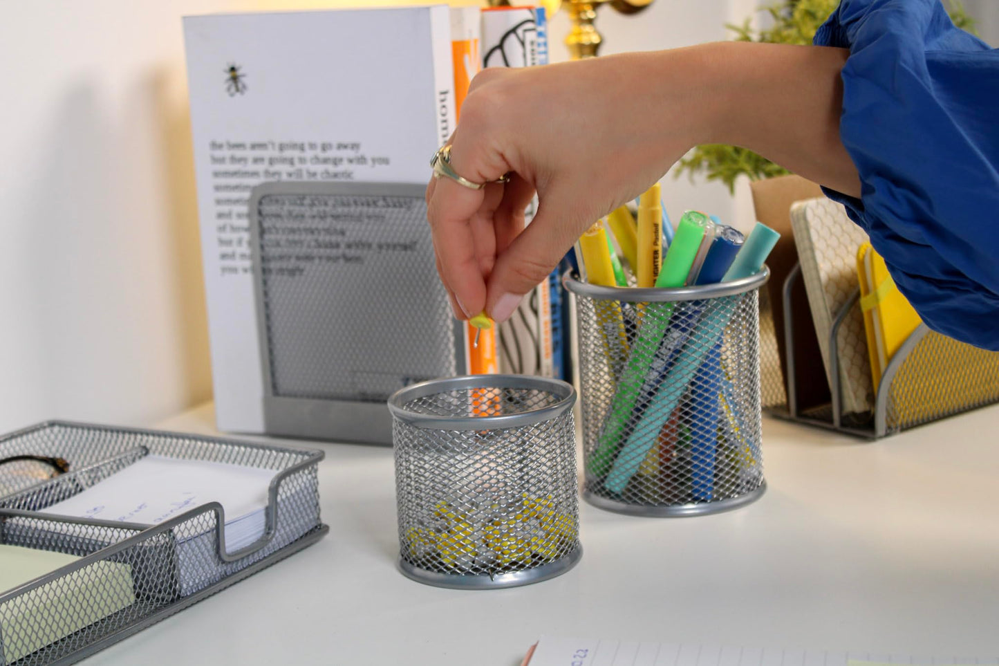 Wedo Office 065454 Pen Holder Set Wire Mesh Silver