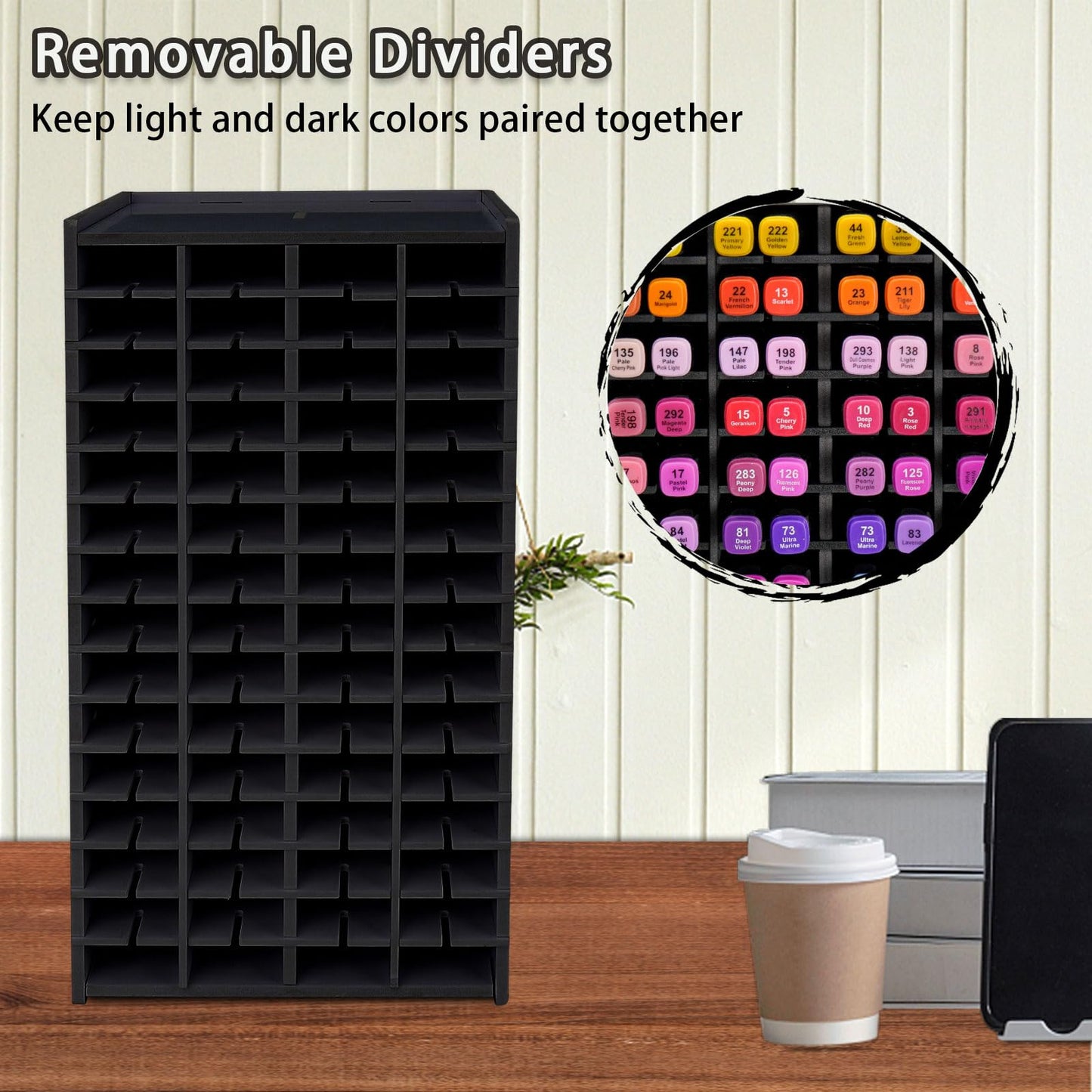 SANFURNEY Art Marker Storage Rack for 120 Markers Black