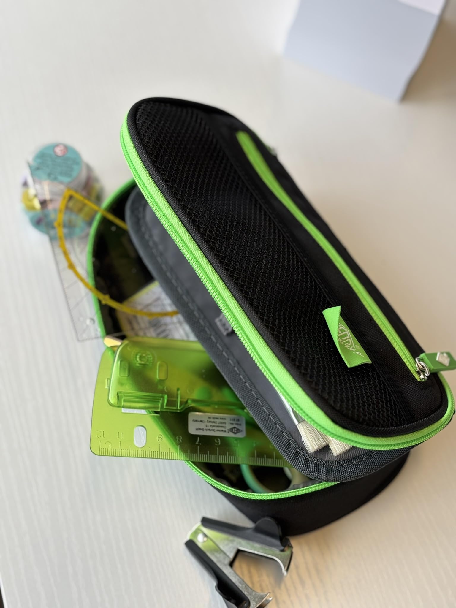 Wedo 24243011 Pencil Case with Inner Flap - Black/Green