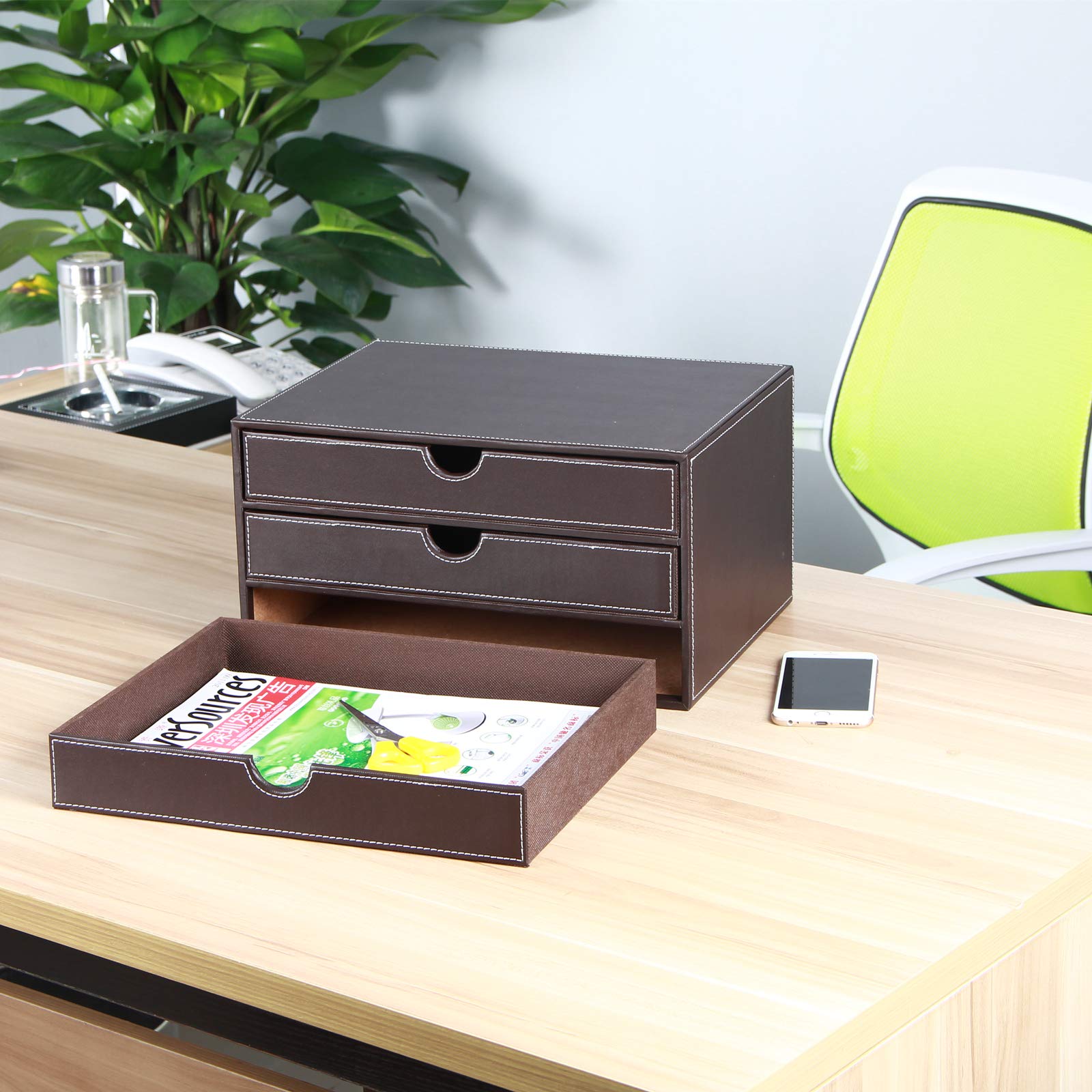 RHCSZ Stackable 3-Drawer Desk Organizer, Executive Office Supplies Desktop Filing A4 File