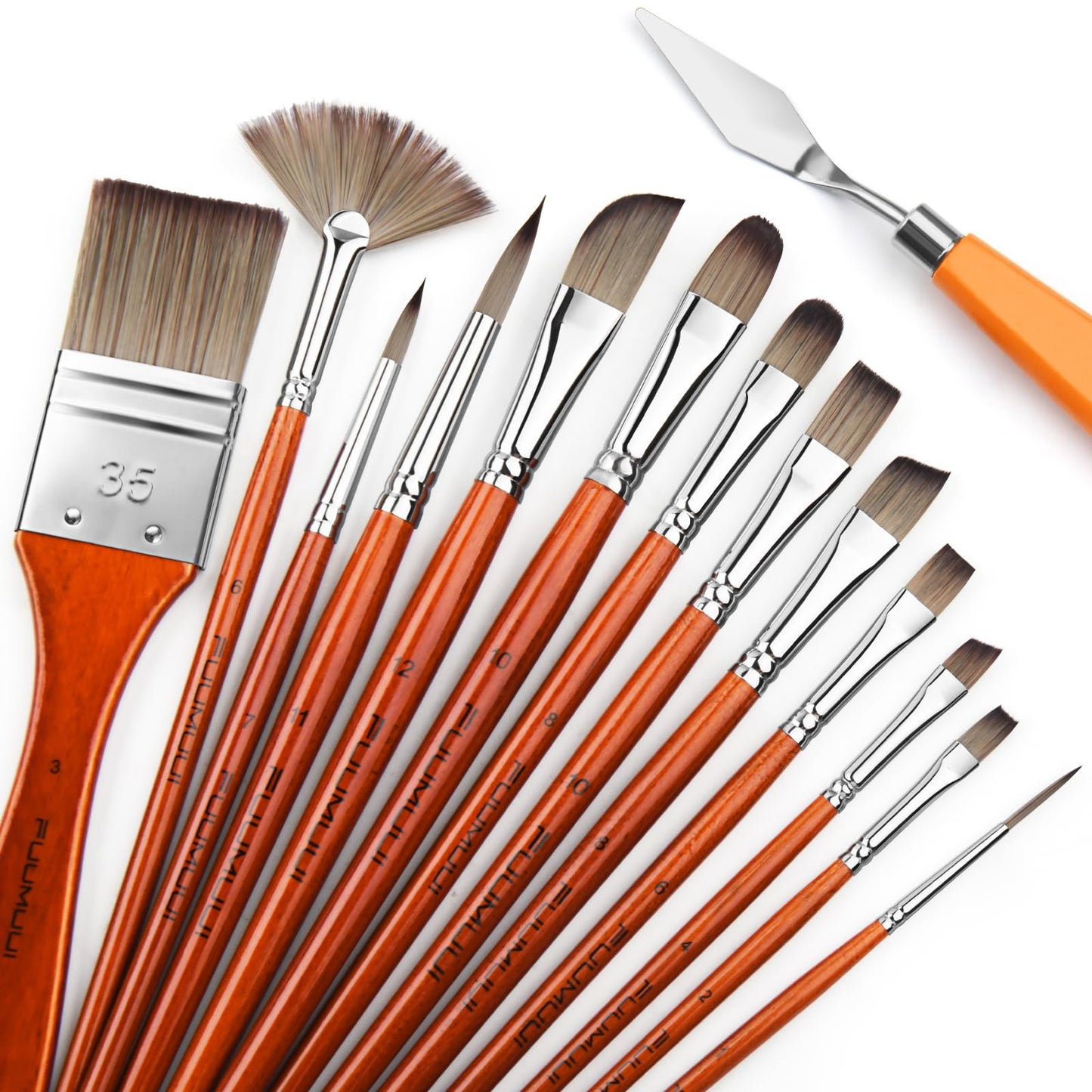 14pcs Acrylic Paint Brushes, Professional Synthetic Bristles Paint Brush Set with Extra Palette