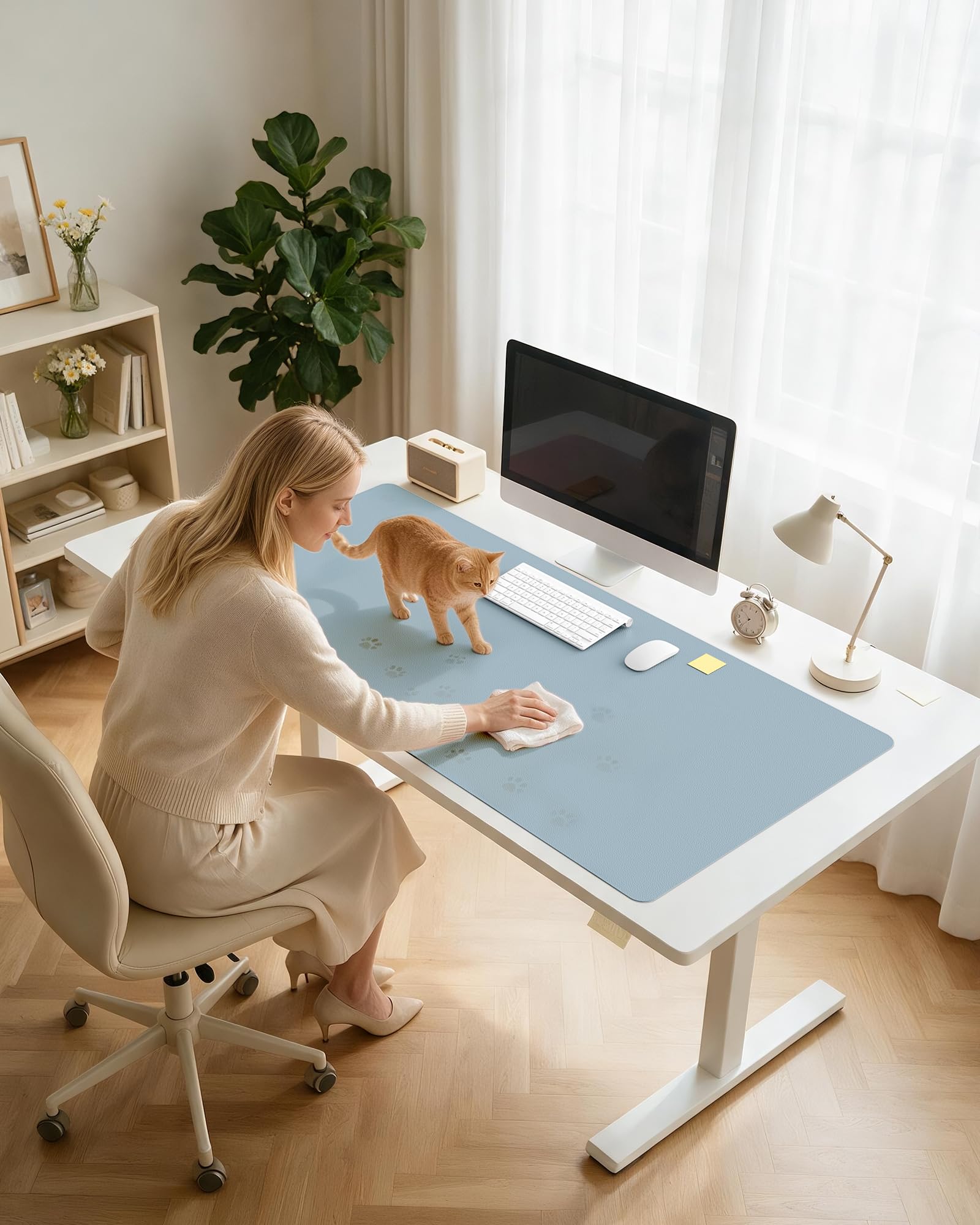 YSAGi Leather Desk Protector, Office Mat, Large Mouse Mat, Non-Slip PU Leather Blotter, Laptop Desk