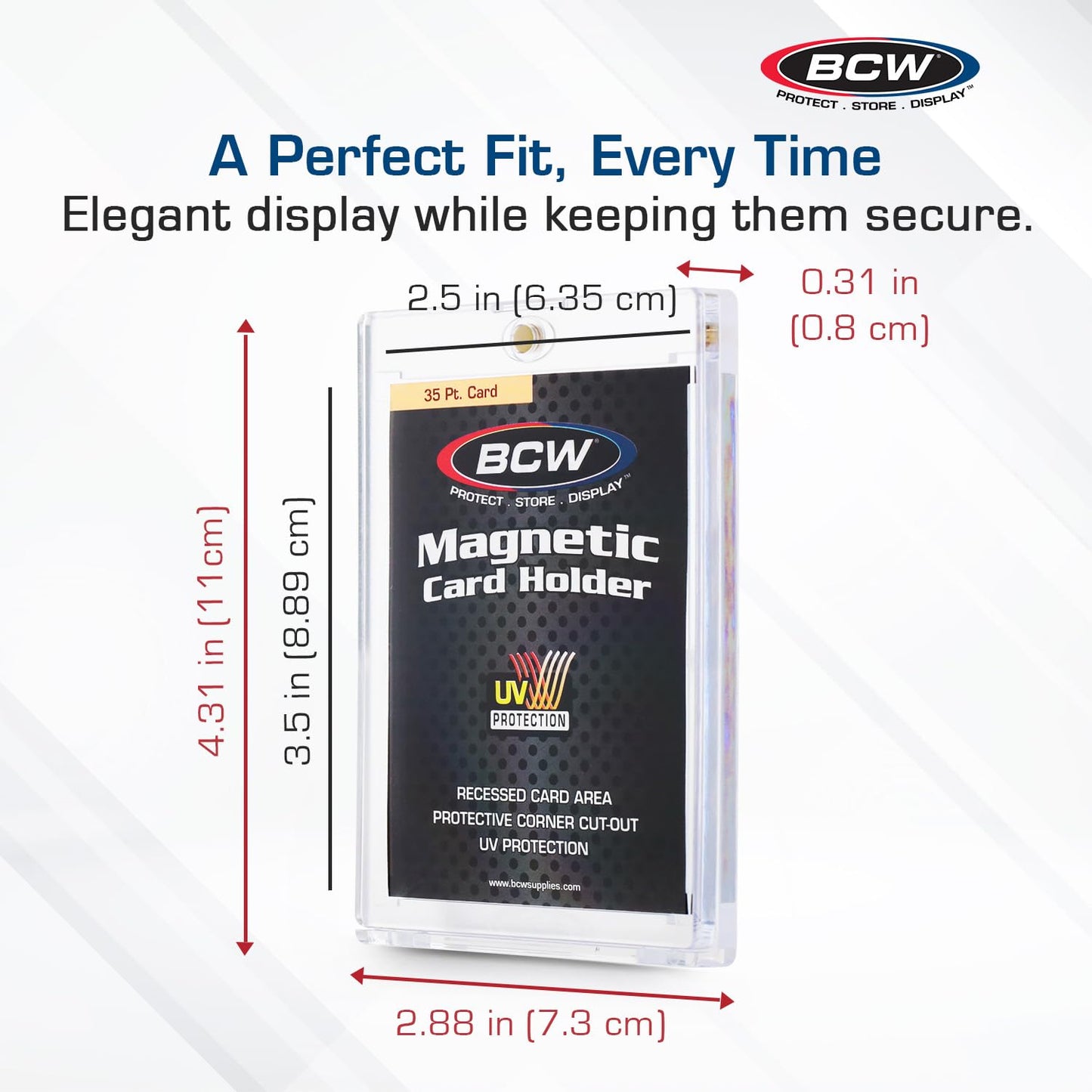 BCW Magnetic Card Holder - 35 PT Thickness - 5 Pack | Protective Display Card Case with Secure Gold