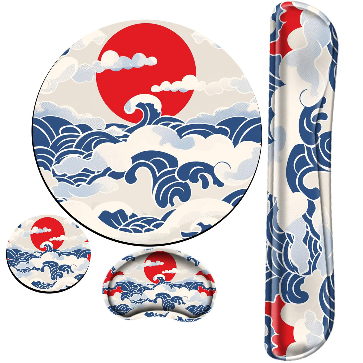 Sea Wave Keyboard Wrist Rest and Mouse Pad with Wrist Support Memory Foam Keyboard Rest Wrist Pad