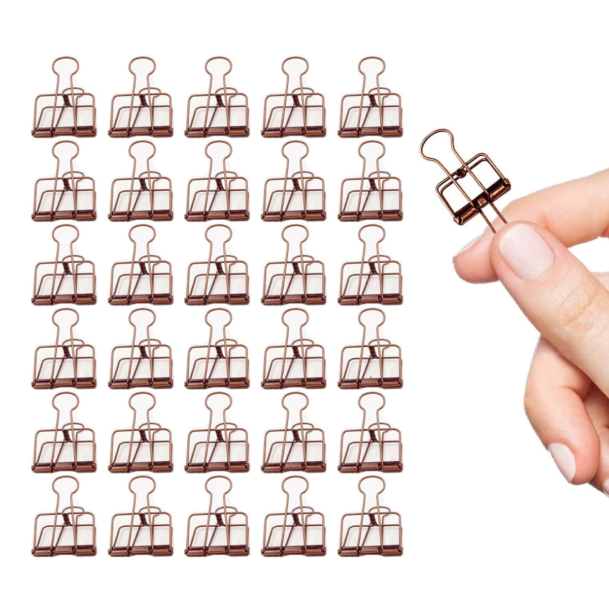 Small Binder Clips, 36 Pack, 3/4 Inch, Standard 19mm, Hollow Out Red Bronze, Capacity 0.31 Inch