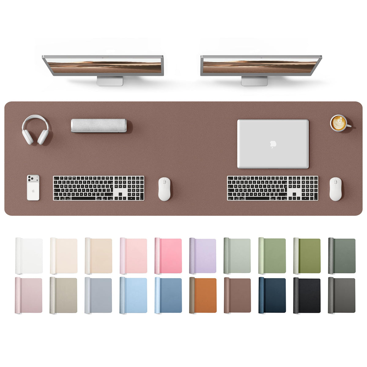 YSAGi Leather Desk Protector, Office Mat, Large Mouse Mat, Non-Slip PU Leather Blotter, Laptop Desk