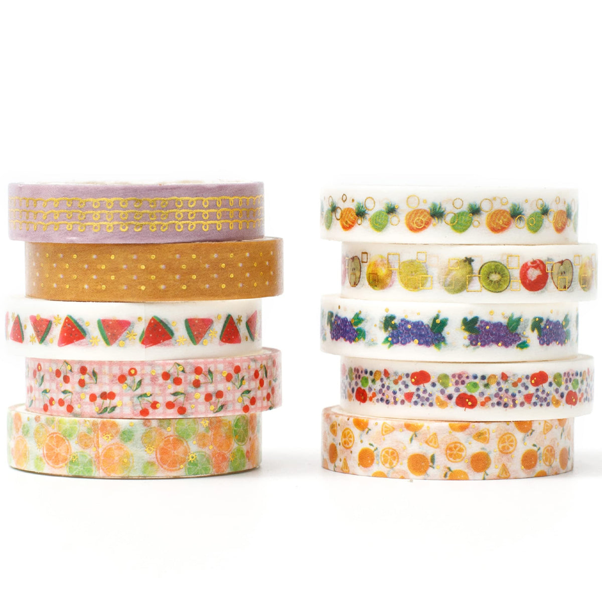 YUBBAEX 10 Rolls Sparkling Washi Tape Set 8mm Skinny Gold Foil Decorative Masking Washi Tapes for