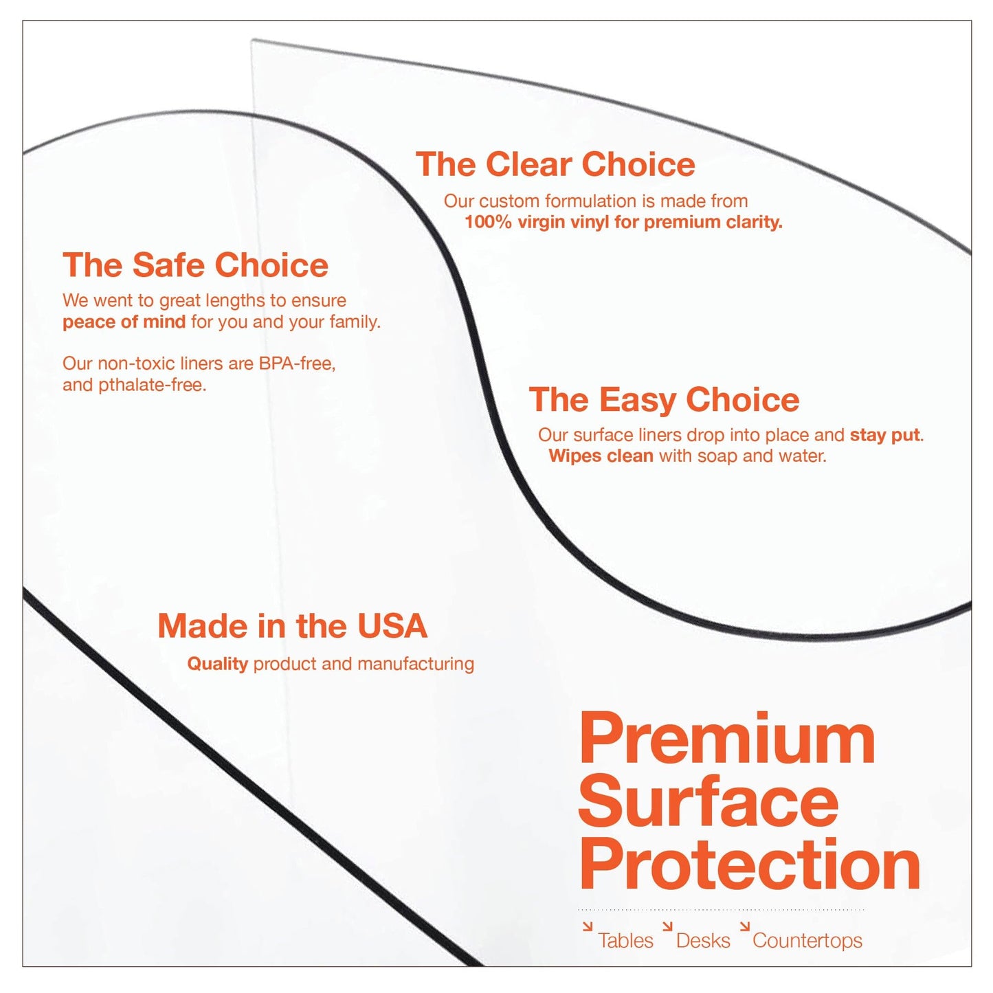ExactMade - Clear Table Protector, USA Made, Safe, 18 x 42 Inch, 2mm Thick Ultra Smooth Vinyl