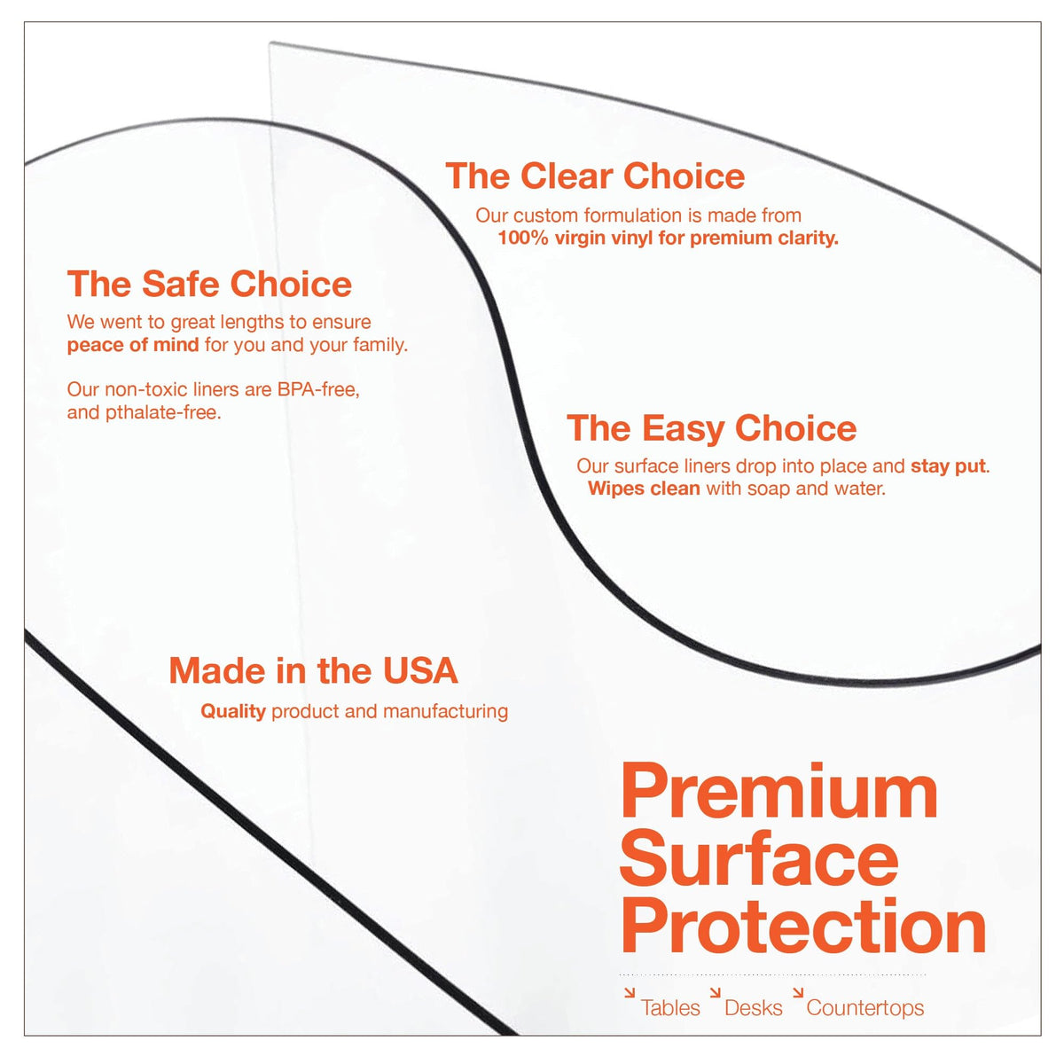 ExactMade - Clear Table Protector, USA Made, Safe, 24 x 50 Inch, 2mm Thick Ultra Smooth Vinyl