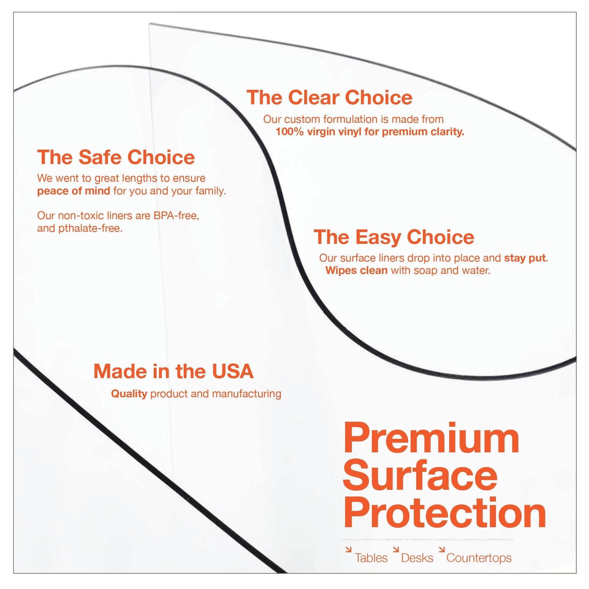 ExactMade - Clear Table Protector, USA Made, Safe, 20 x 36 Inch, 2mm Thick Ultra Smooth Vinyl
