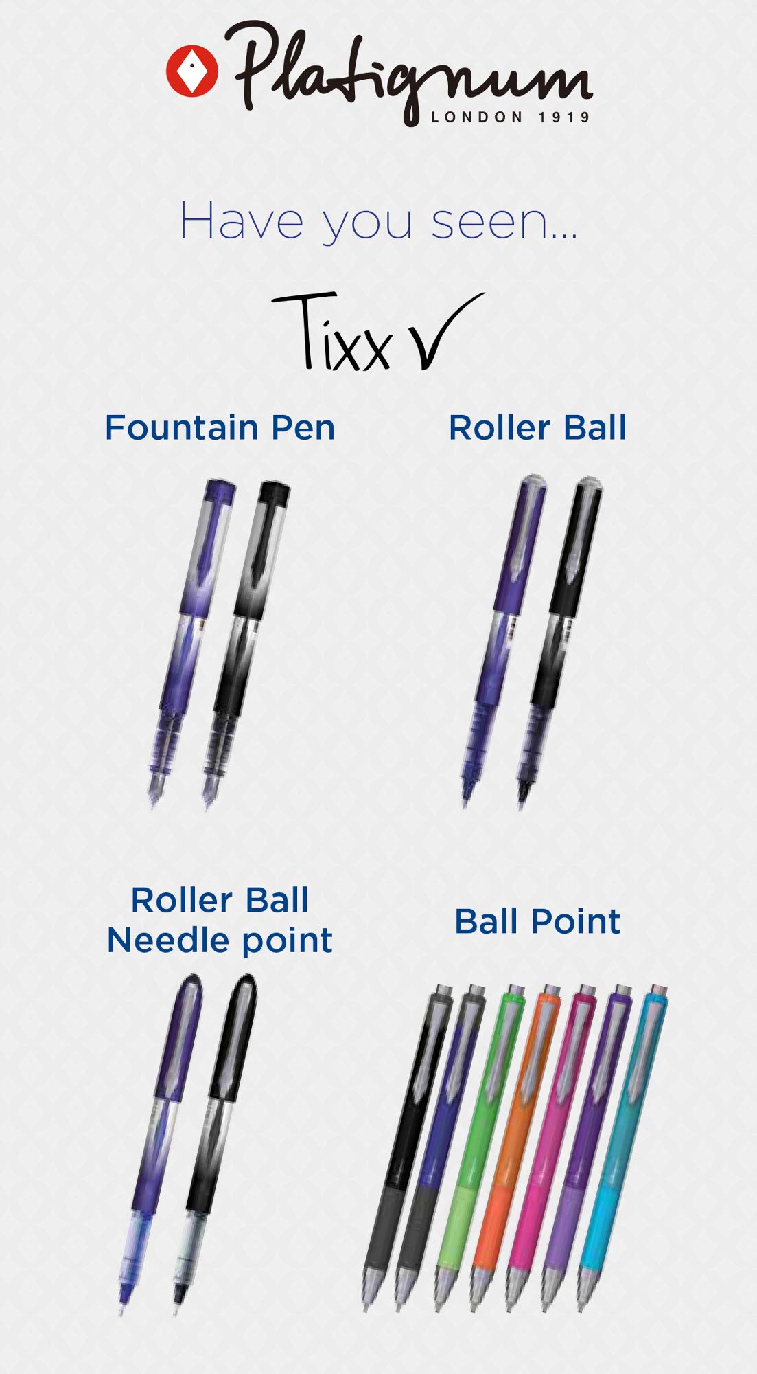Platignum Tixx Pink Ballpoint Pen [Pack of 12] Soft Grip Barrel with Hybrid Gel Ink for Smudge-Free