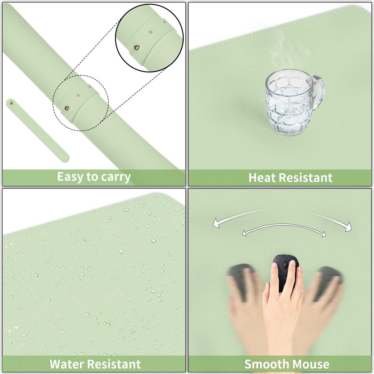 Dual-Sided Desk Mat, Large Pad, Waterproof Smooth PU Leather Blotter Protector, Mouse Pad, Desk