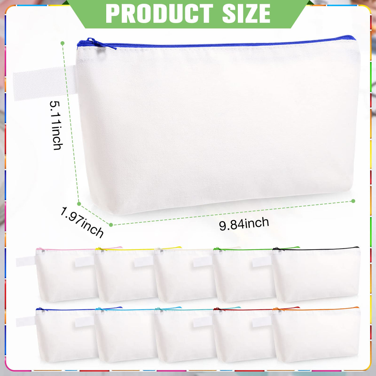 Saintrygo 30 Pieces Blank DIY Craft Canvas Pencil Case - Makeup Pouch Bags in Bulk, Travel Toiletry