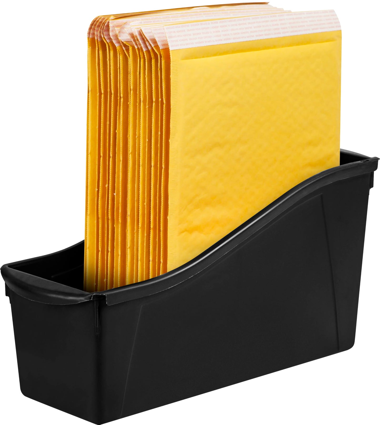 Storex Large Book Bin - Interlocking Plastic Organizer for Home, Office, and Work Space - Black
