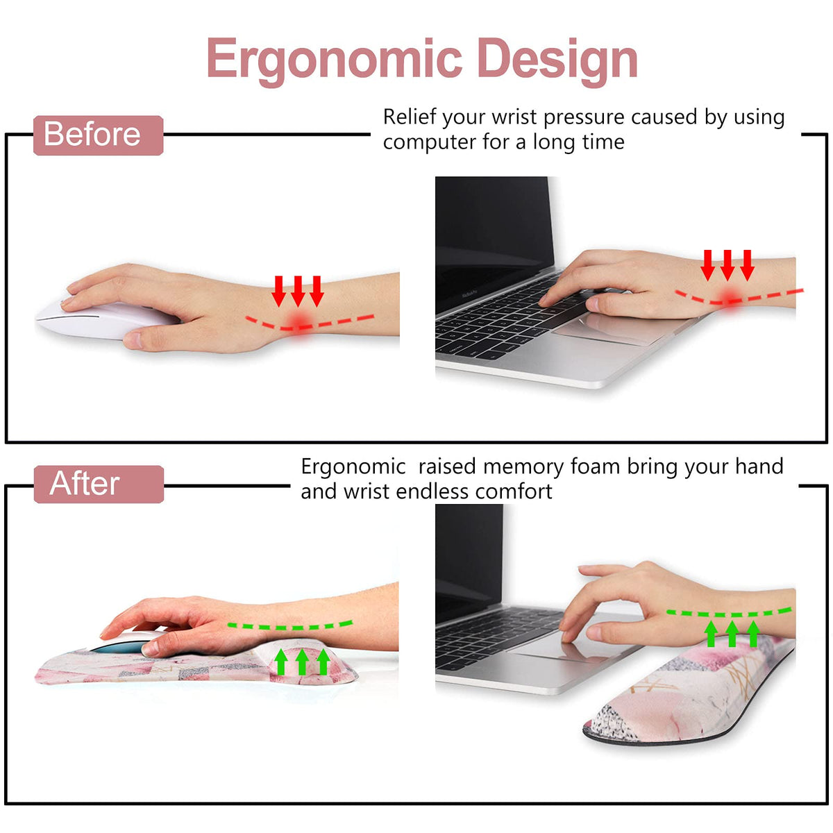 ArtSo Keyboard Wrist Rest and Mouse Pad with Wrist Support, Ergonomic Mouse Pad, Durable