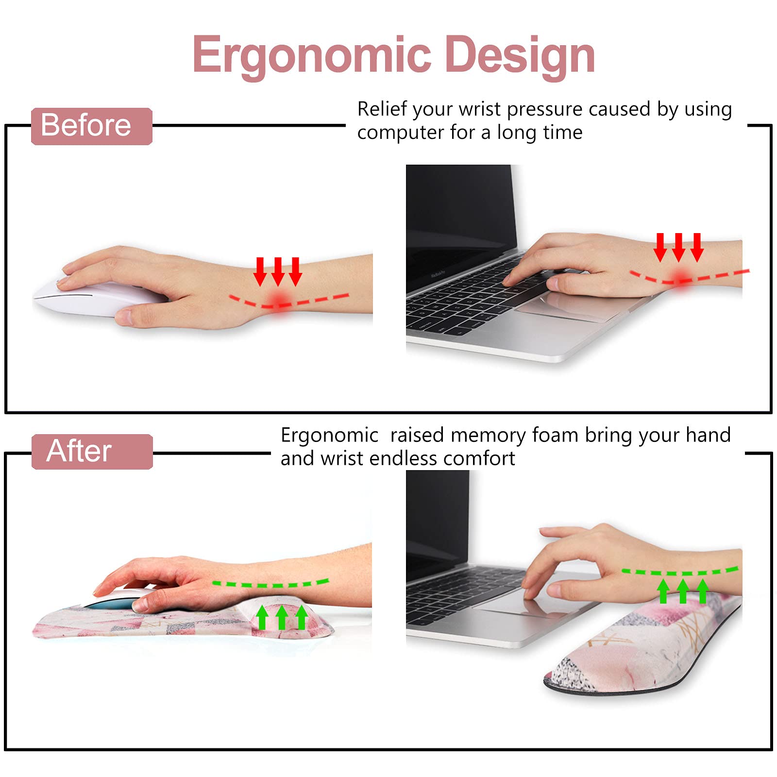 ArtSo Keyboard Wrist Rest and Mouse Pad with Wrist Support, Ergonomic Mouse Pad, Durable