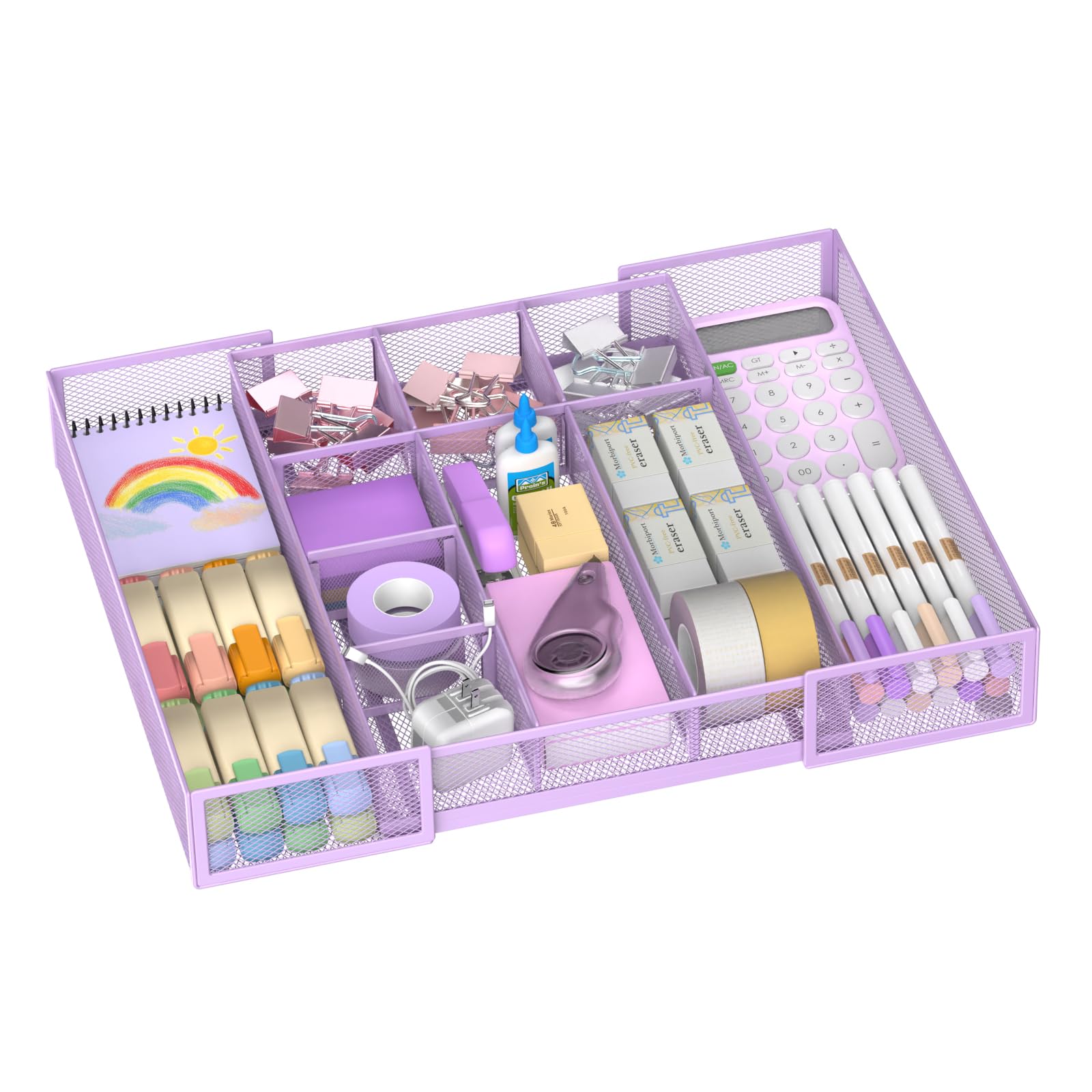 ReePlan Expandable Desk Drawer Organizer, 10 Adjustable Compartment, Purple