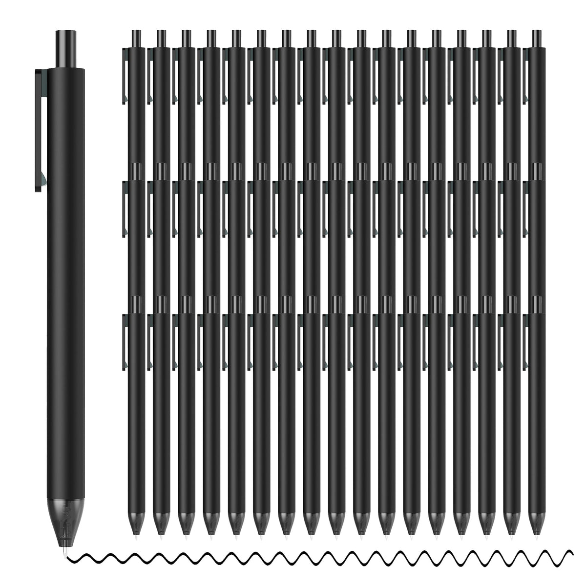 deegtran Pens Bulk, 50 Pack Smooth Black Ink Ballpoint Pen, Wholesale Retractable Pens, No Bleed