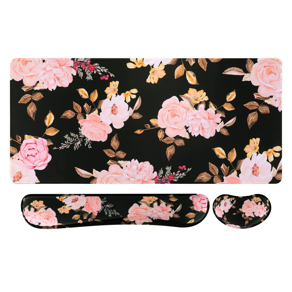 iCasso Floral Keyboard Mat 35.4"x15.7", Desk Blotter for Classroom