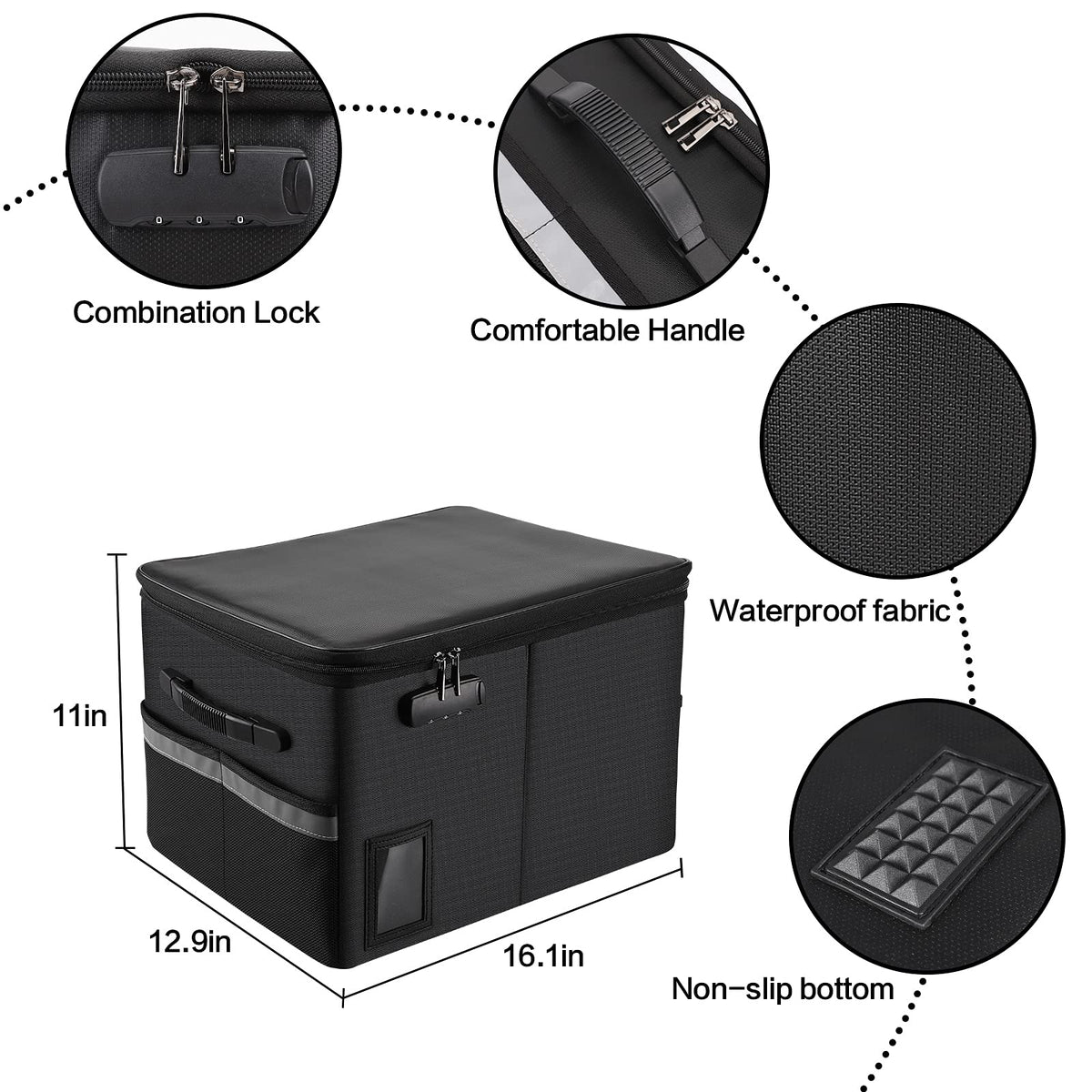TOMKID Fireproof File Cabinet with Lock, Fireproof Document Organizer Collapsible File Box Filing