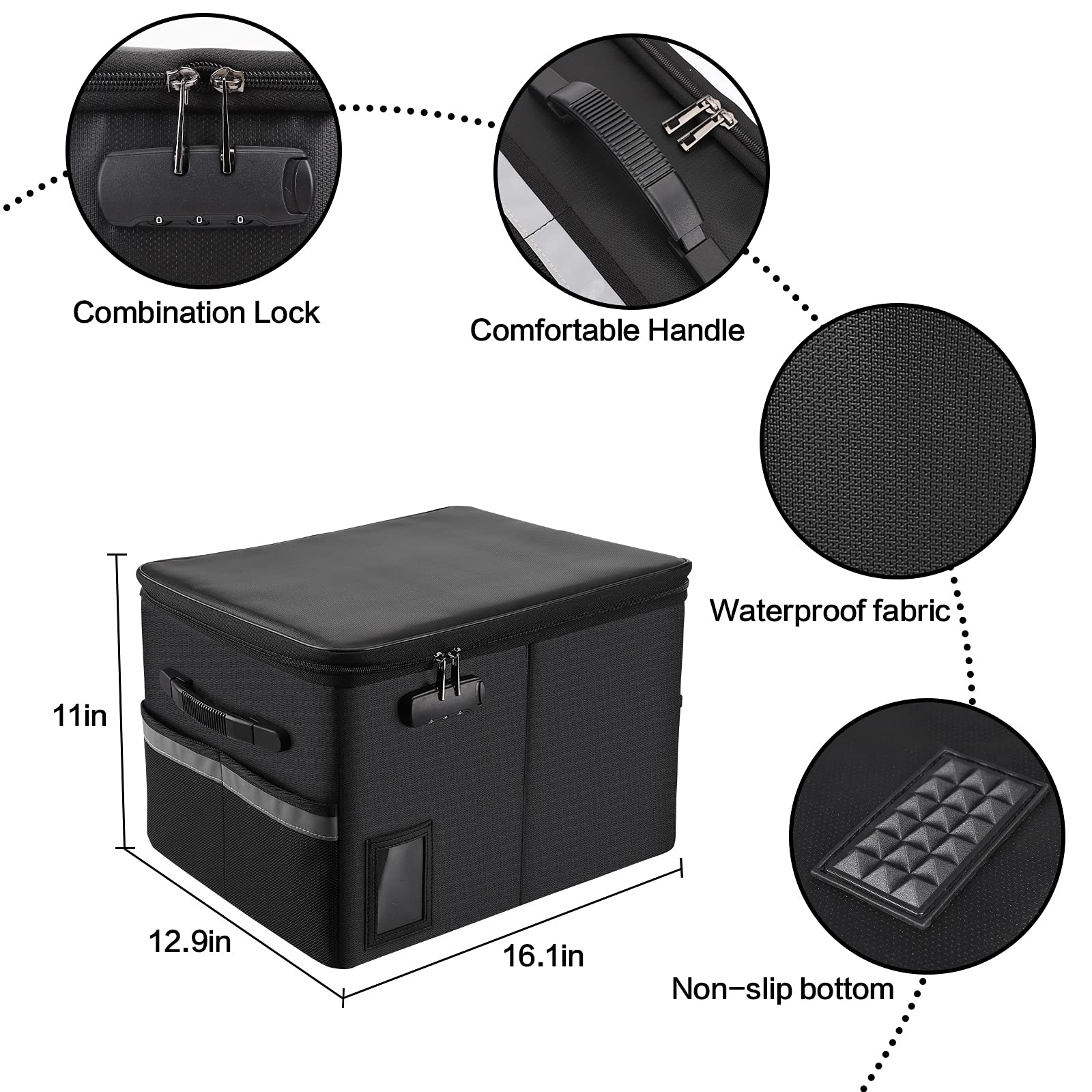 TOMKID Fireproof File Cabinet with Lock, Fireproof Document Organizer Collapsible File Box Filing