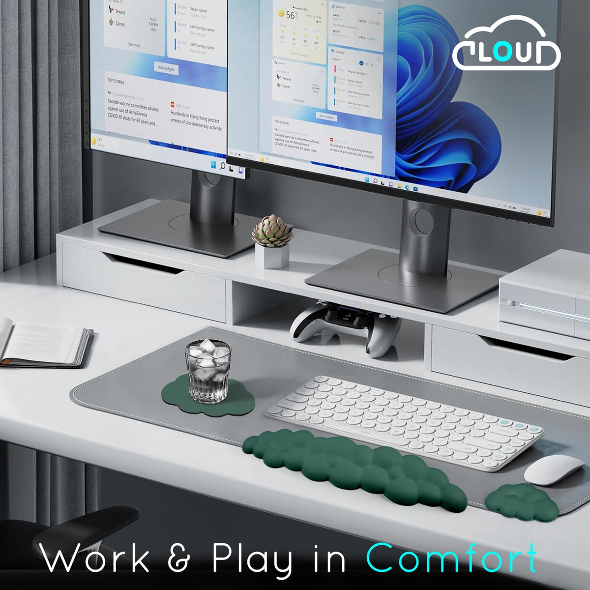 Cloud Wrist Rest for Computer Keyboard Arm Wrist Rest with Non-Slip Base Extended Wrist Rest
