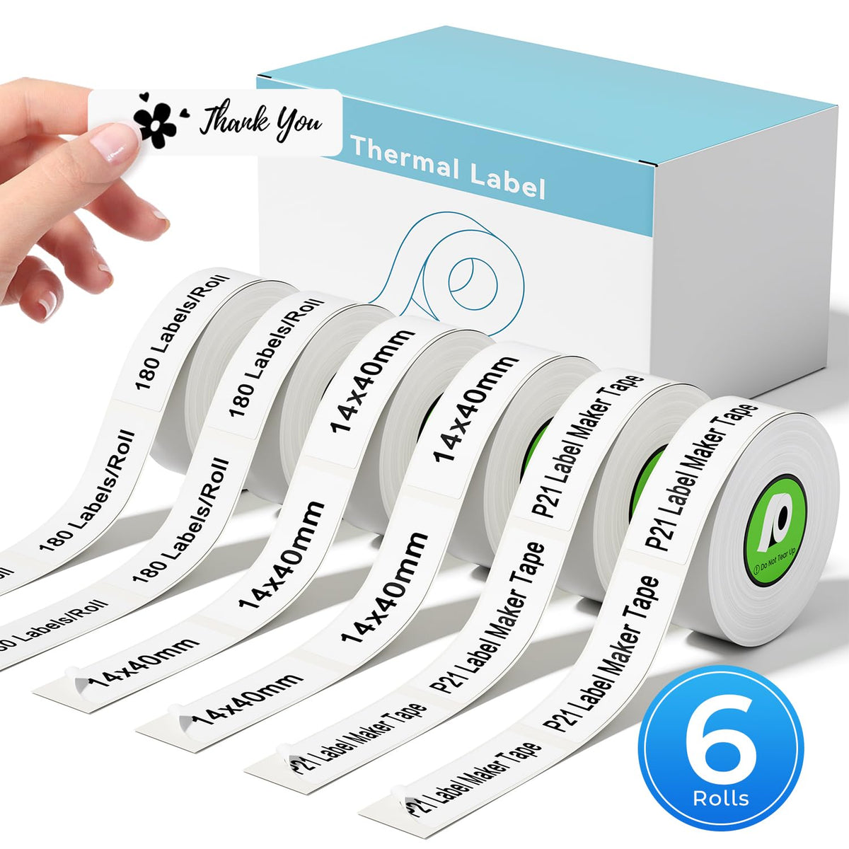 6 Rolls Compatible with Nelko P21 Label Maker Tape, 14x40mm