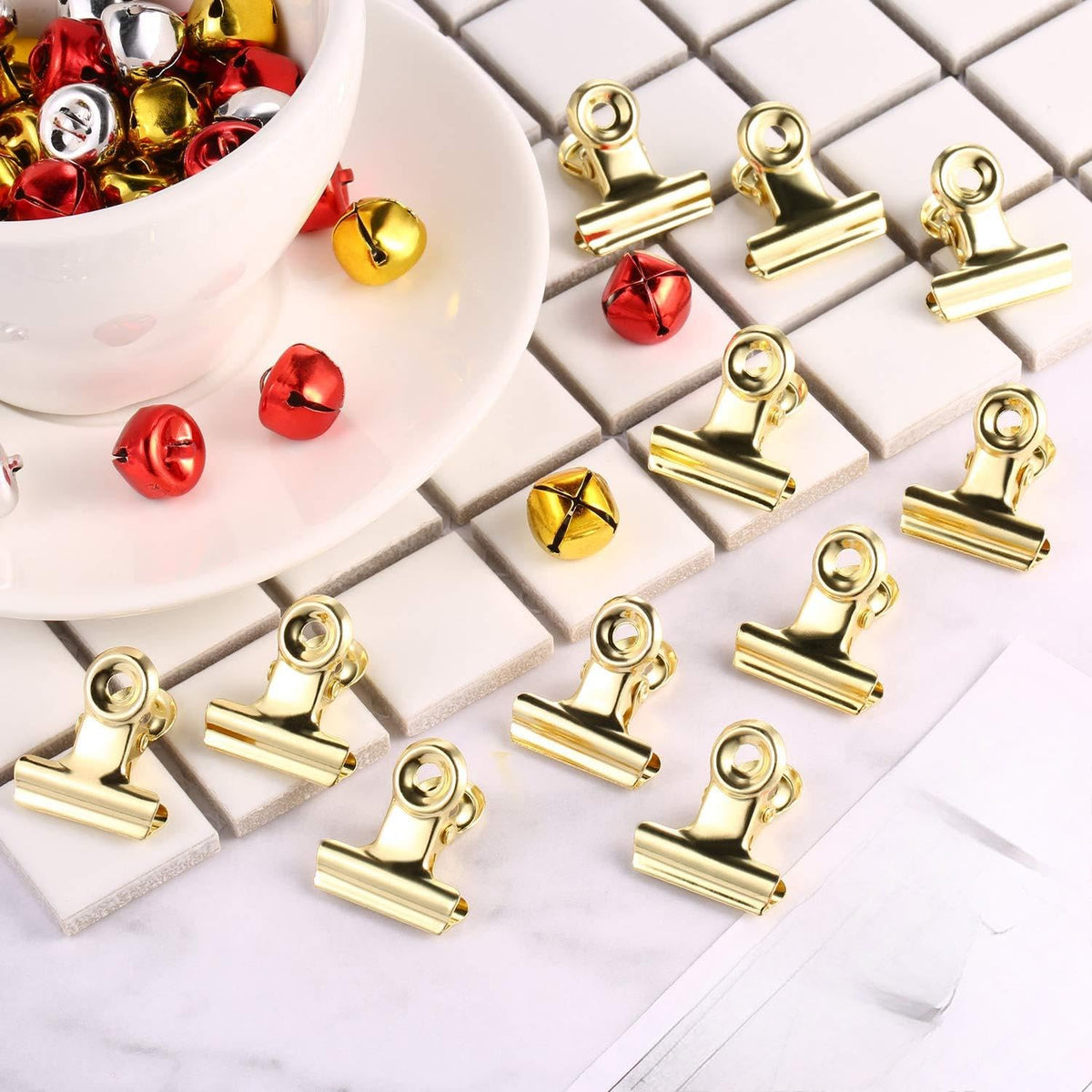 Boao 100 Pcs Light Gold Metal Binder Clips Small for Photos Papers Artwork